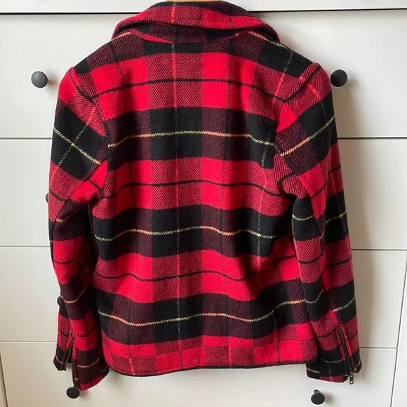 Forever 21 Premium Label Red Plaid Moto Jacket S - Picture 6 of 9